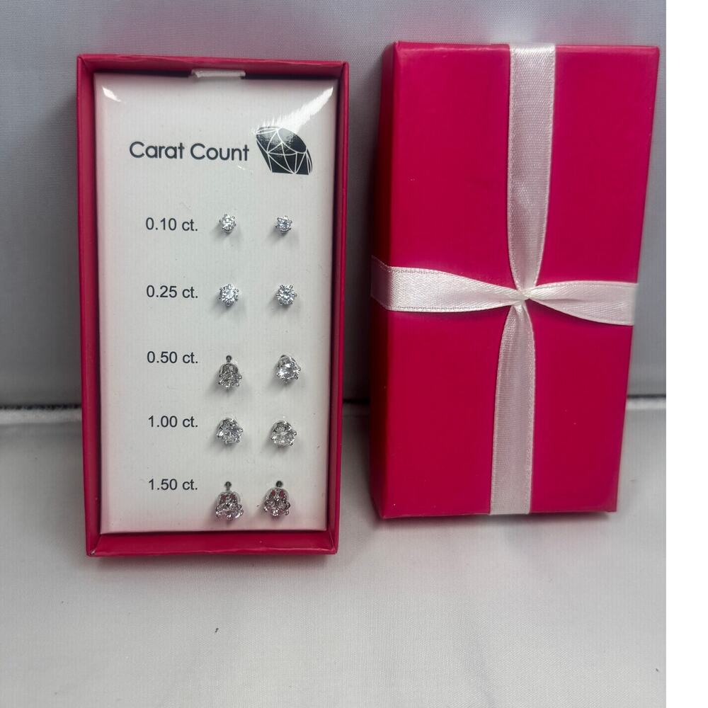 Avon carat count cz earrings new in gift box, 5 pairs of earrings Mothers Day